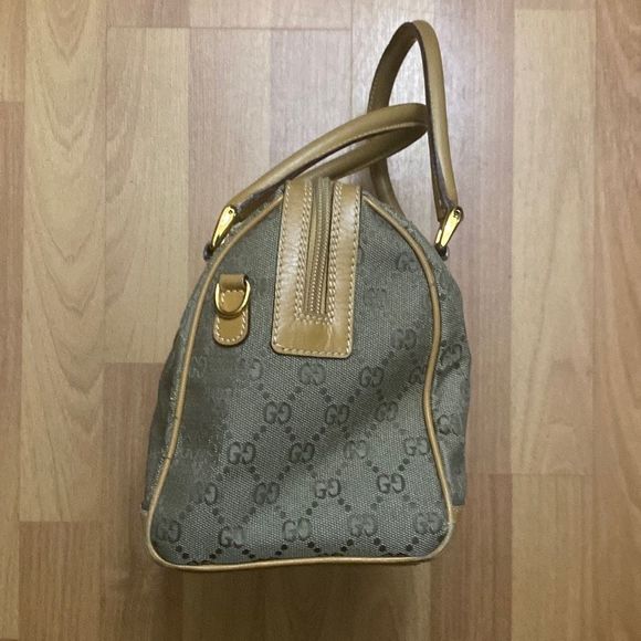 Vintage Gucci Monogram Boston Canvas Leather Handbag Shoulder Bag Made in Italy - Picture 4 of 9